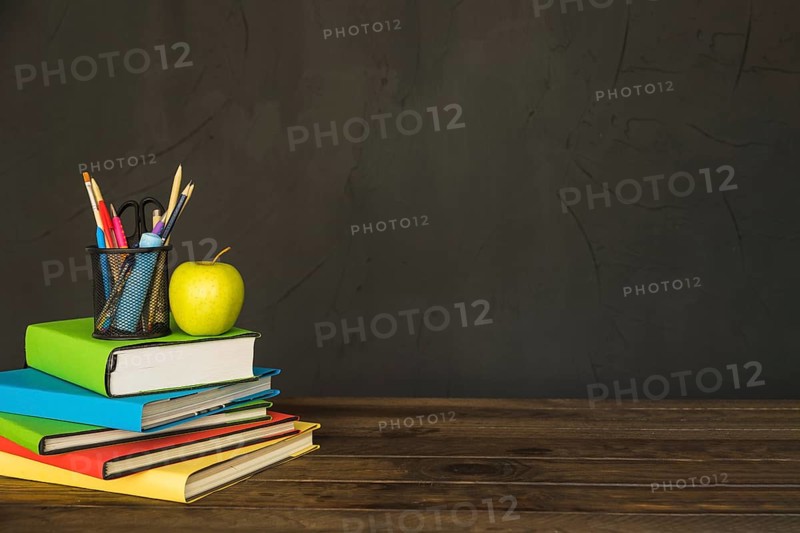 Stationary apple pile books table