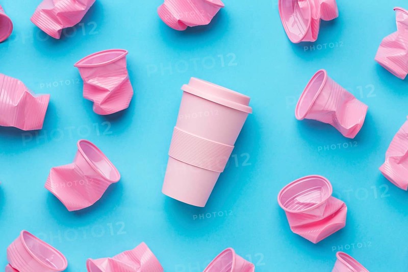 Top view collection plastic cups