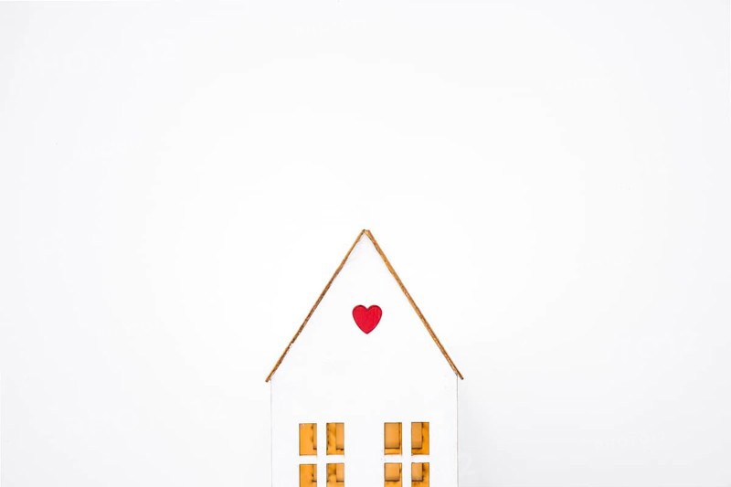 Toy house with small heart