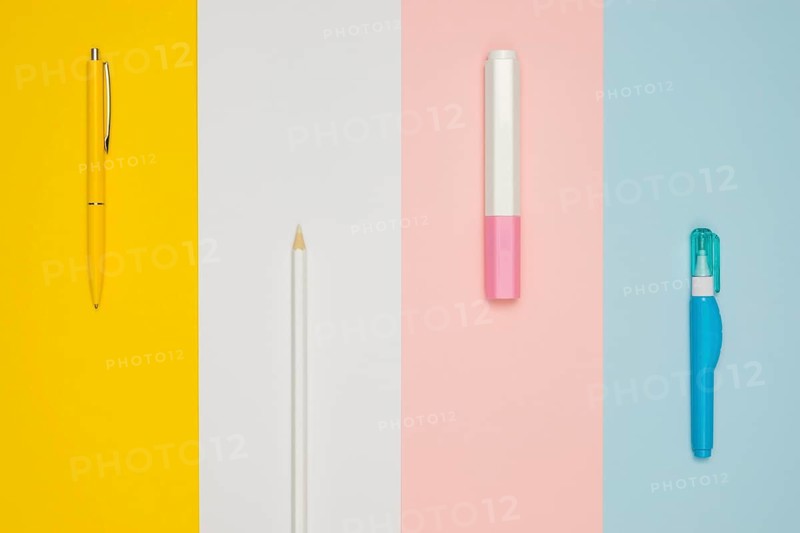 Top view different office pens
