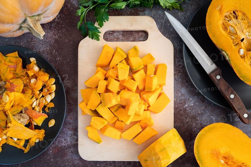 Top view decoration pumpkin cutting board
