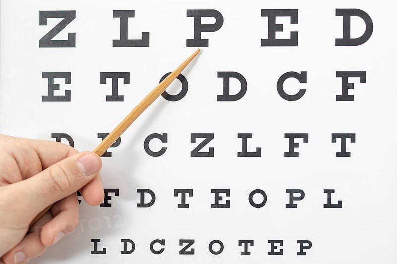 Front view eye test with letters