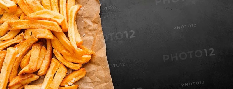Top view french fries paper with