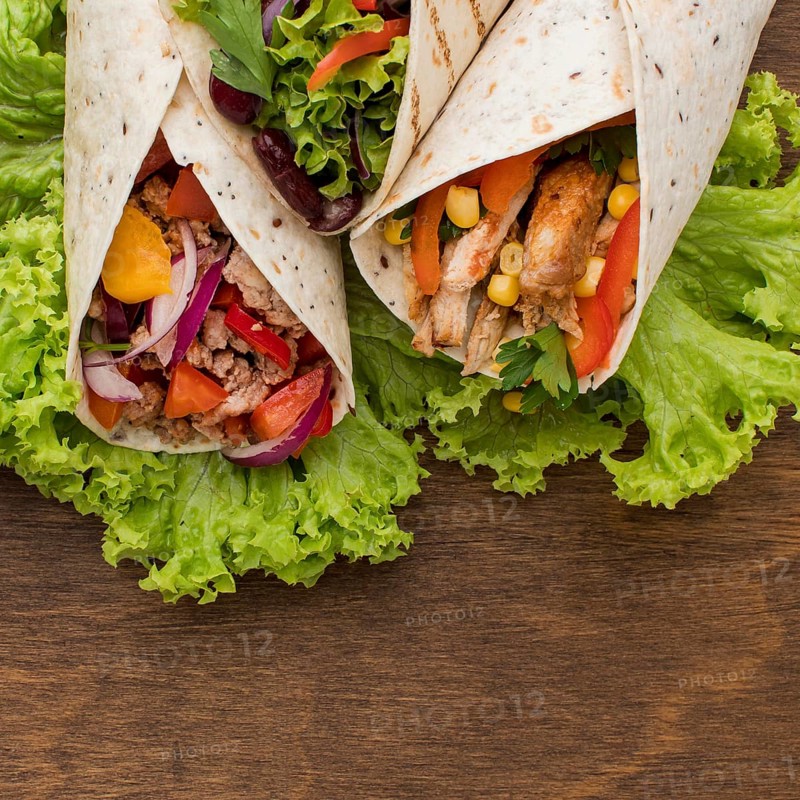 Delicious tortilla wraps with meat