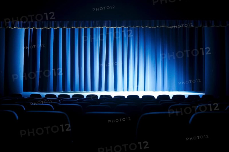 Cinema hall with curtain in front of the screen