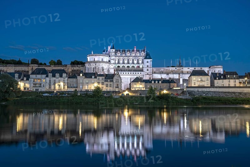 The Loire and Amboise Castle at dusk