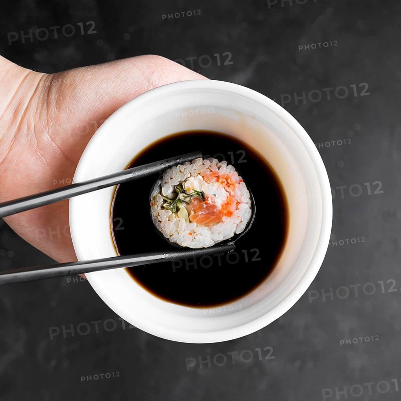 Bowl with sauce sushi