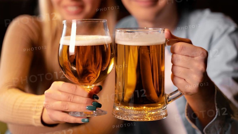 Close up man woman pub