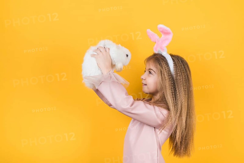 Cute girl bunny ears looking rabbit