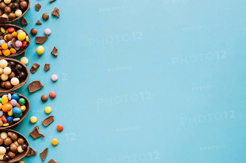 Halves chocolate eggs with sweets