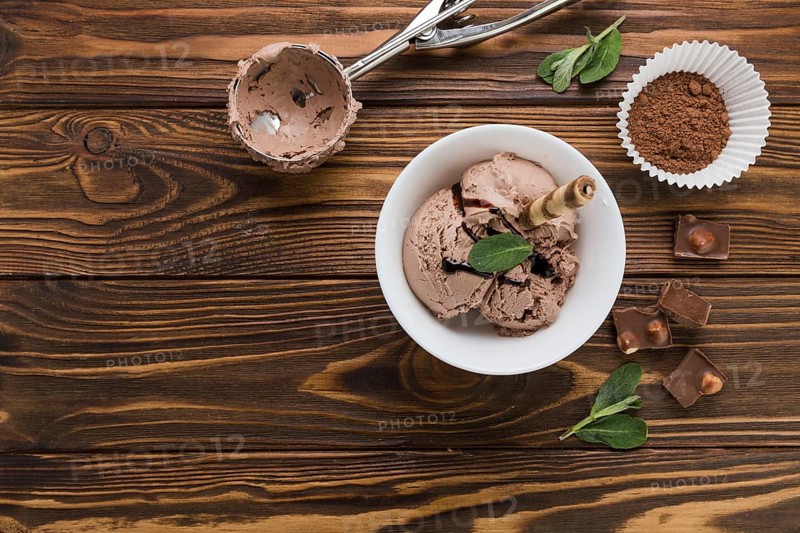 Appetizing chocolate ice cream