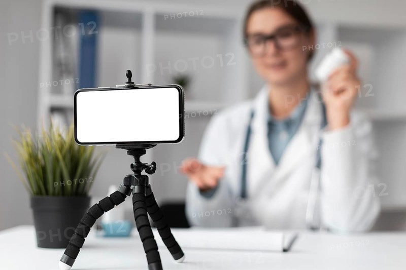Portrait doctor video conferencing clinic