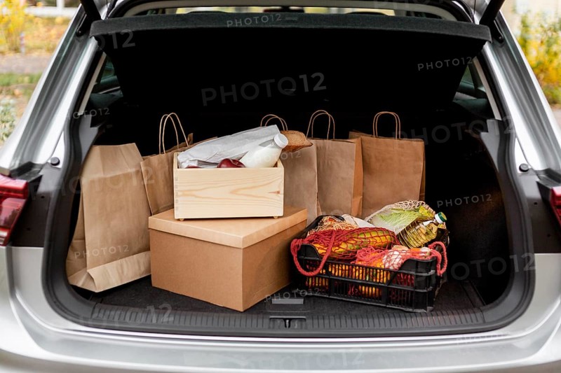Paper bags crates car s trunk