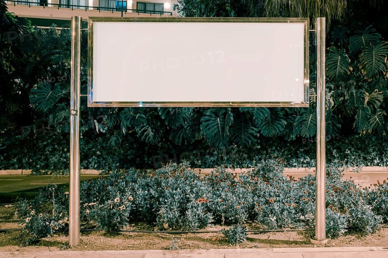 Blank rectangular billboard garden