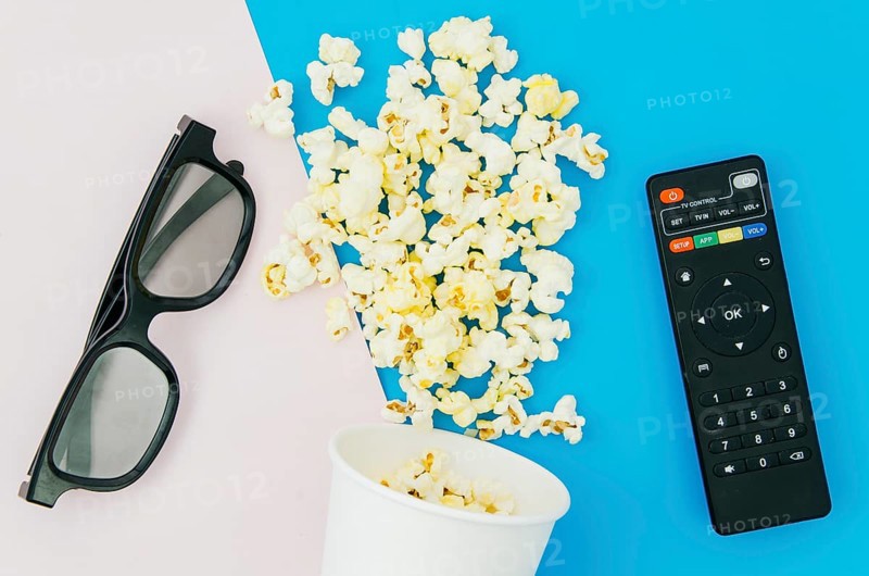 Flat lay composition cinema elements