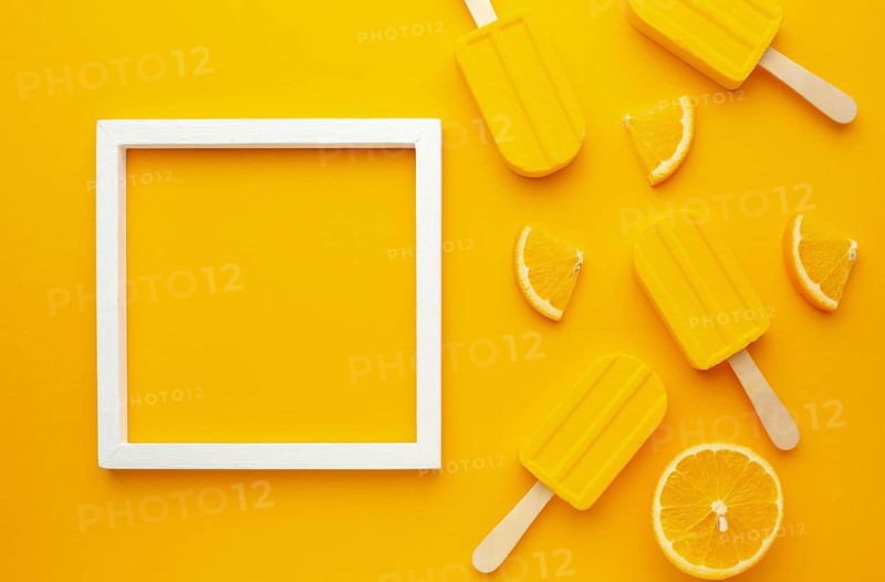 Frame with yellow flavoured ice cream