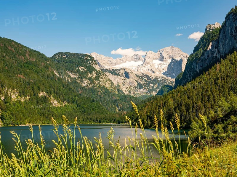 Gosausee in front of the Dachstein massif with Gosau glacier