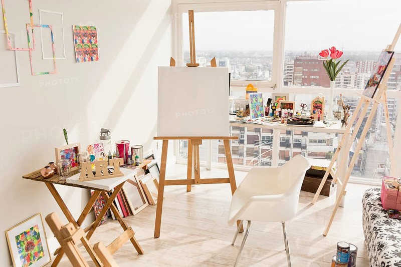Modern art studio composition