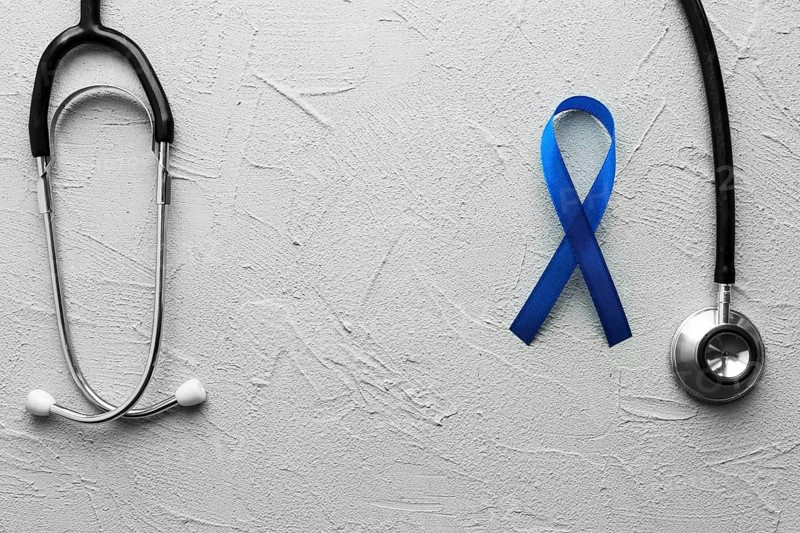 Black stethoscope blue ribbon plaster