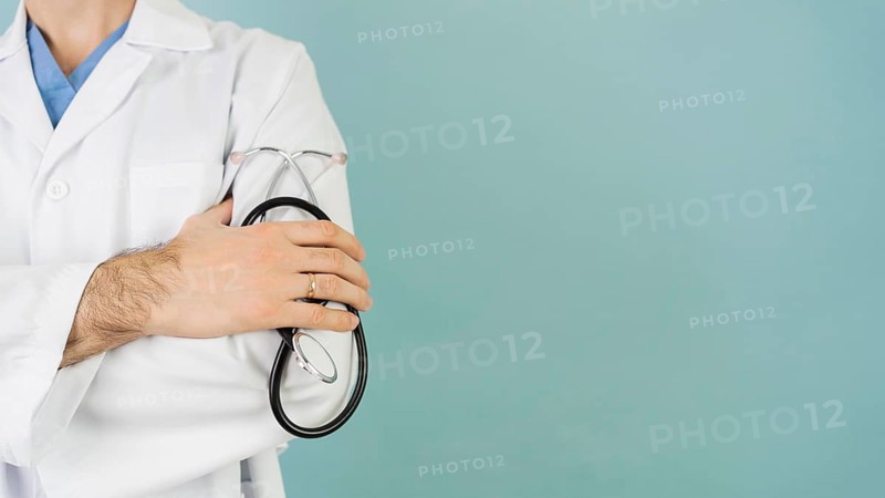 Close up doctor with copy space