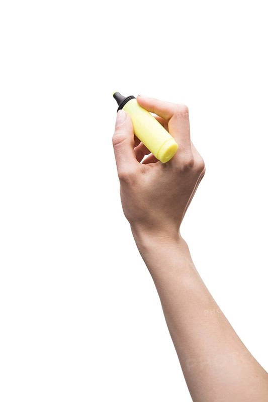Crop hand with text highlighter
