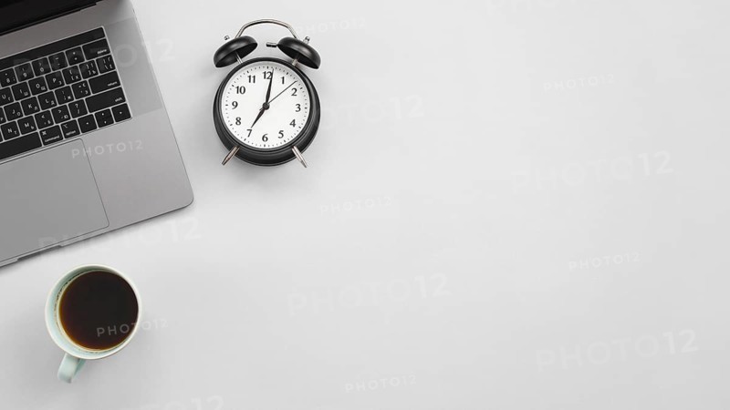 Office desktop laptop clock