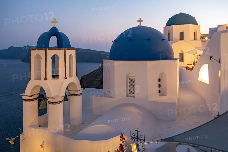 Two blue-domed churches