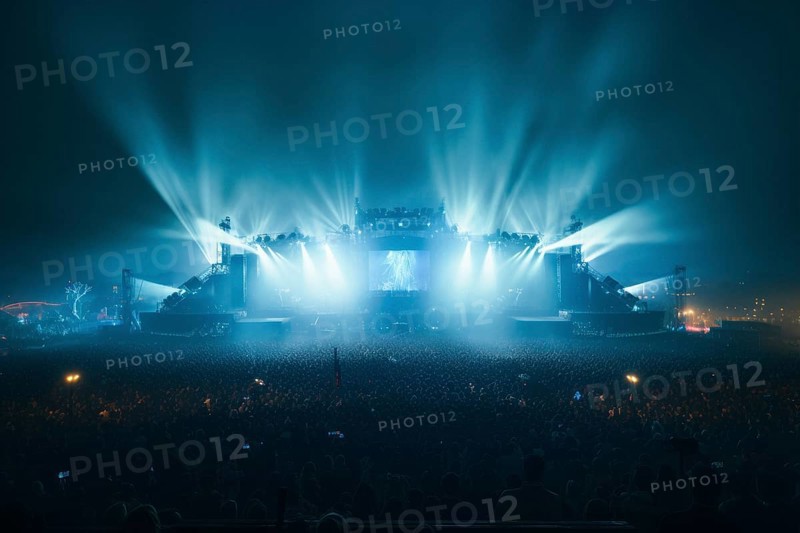 Stage with laser show at a mega concert