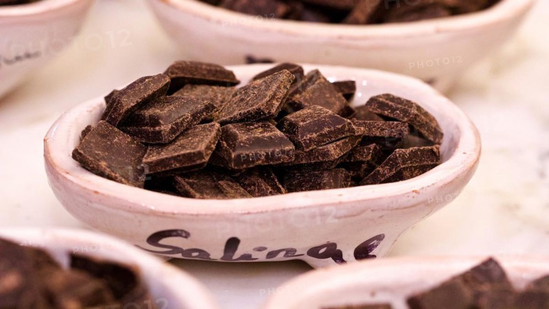 Small bowl with chocolate pieces
