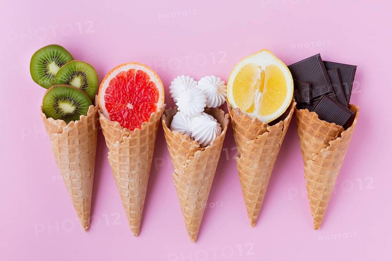 Flat lay cones fruits