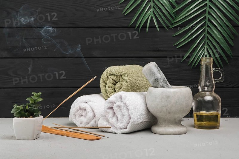 Natural elements spa with aromatic incense