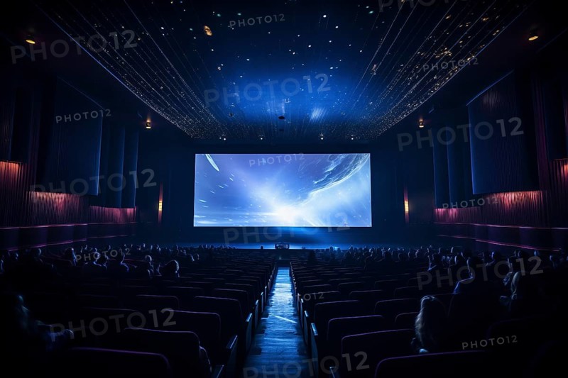 Modern cinema hall with big screen