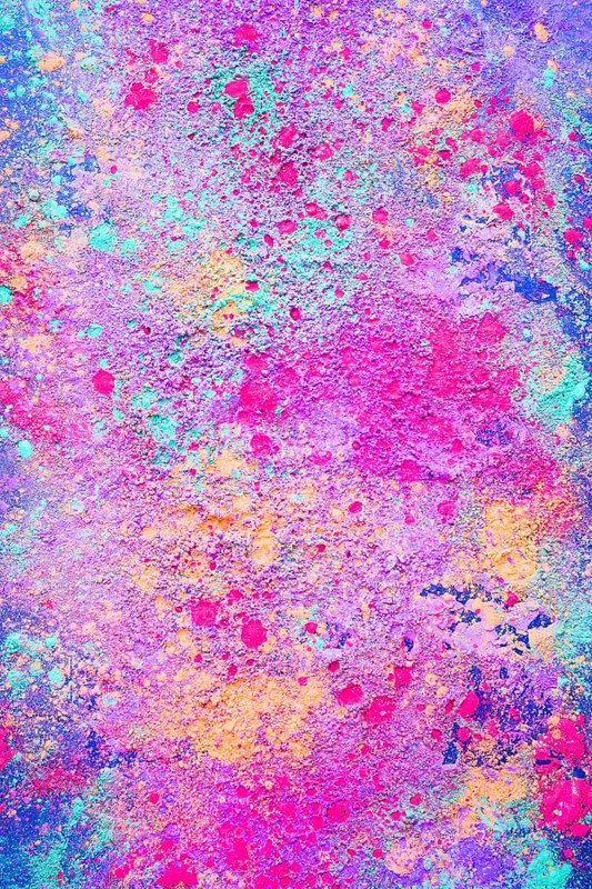 Purple powder scattered blue table