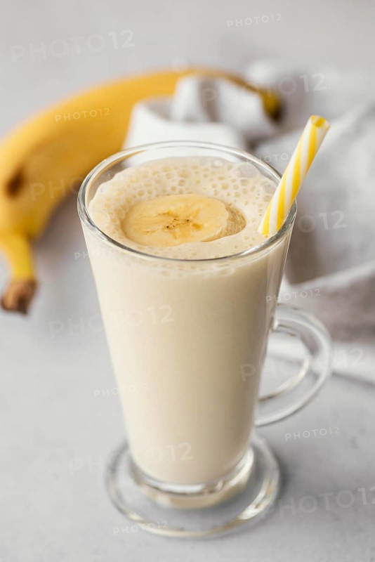High angle delicious banana smoothie