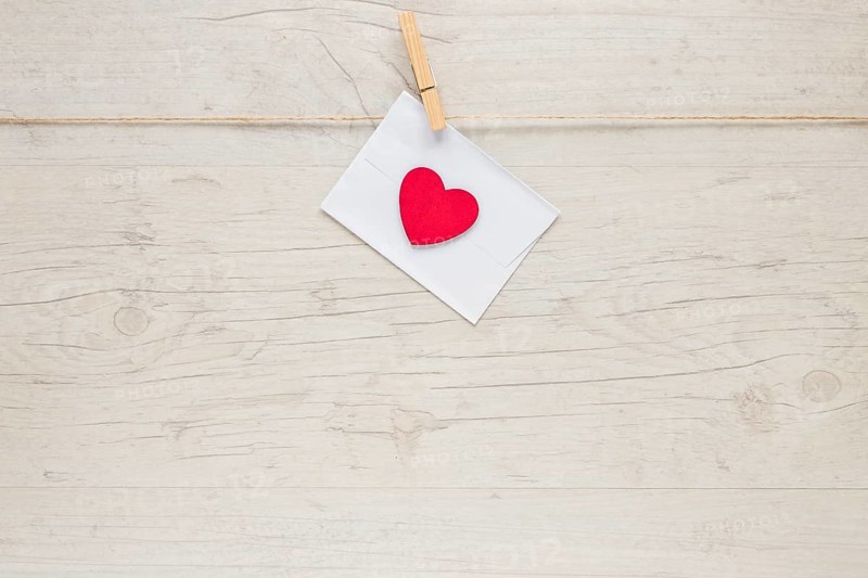 Envelope with heart hanging rope