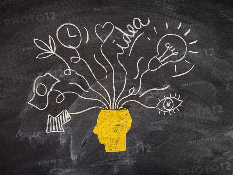 Chalkboard drawing head idea concept designs