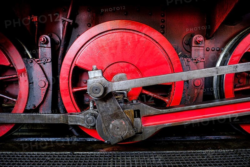 Flywheels of a historic steam locomotive