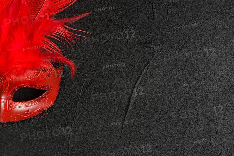 Red mask dark table