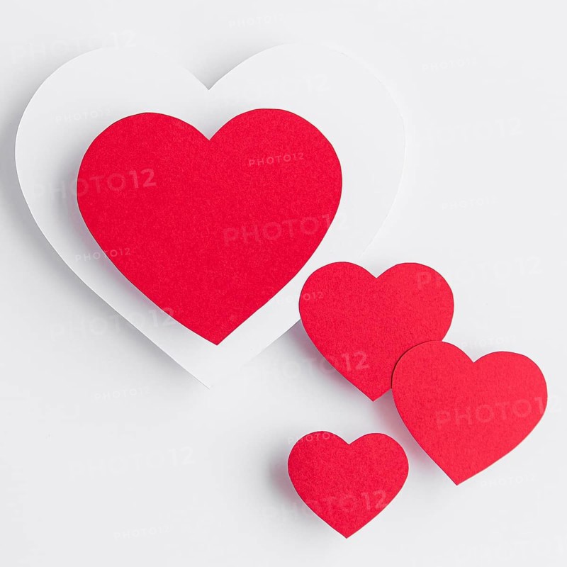 Top view hearts arrangement with copy space