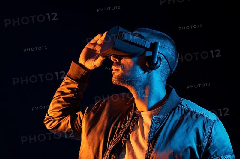 Man with vr glasses technology