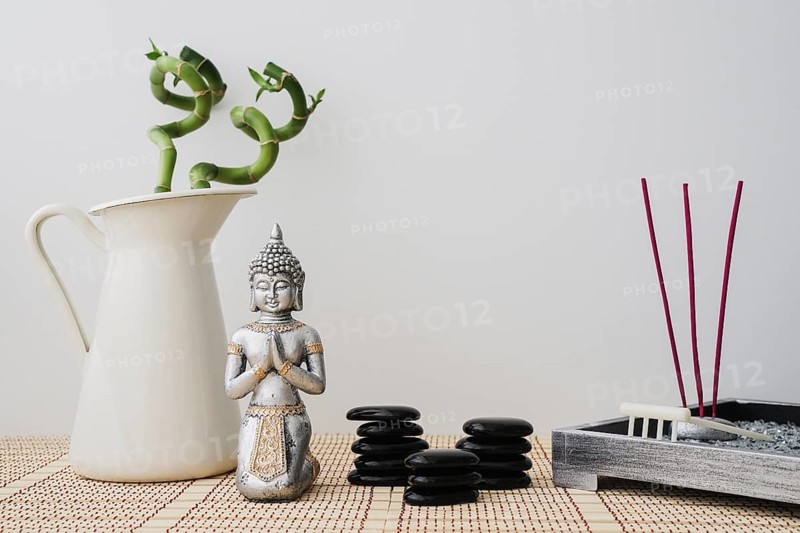 Relaxing composition with buddha figure