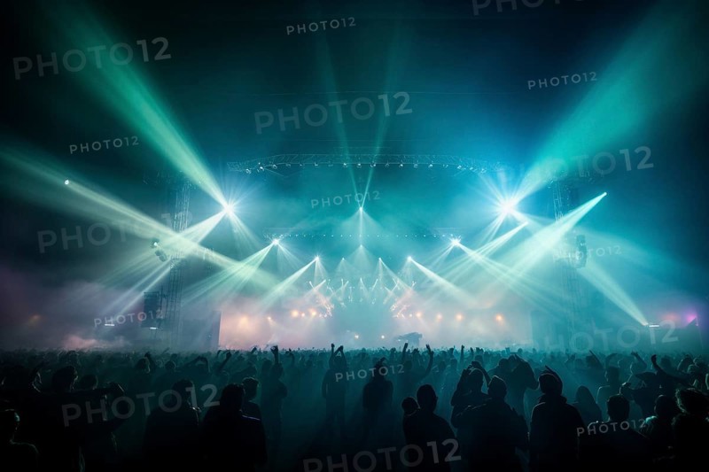 Stage with laser show at a mega concert