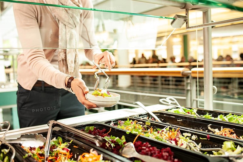 Fresh salads in a salad bar