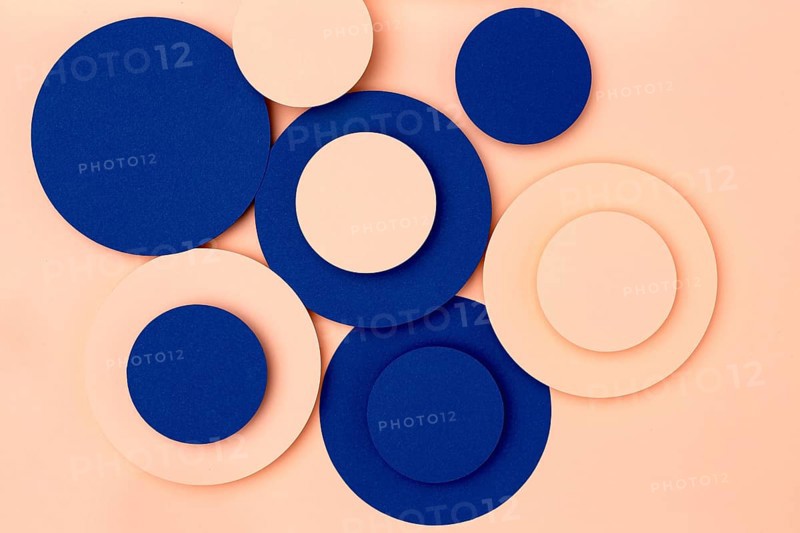 Blue peach paper circles background