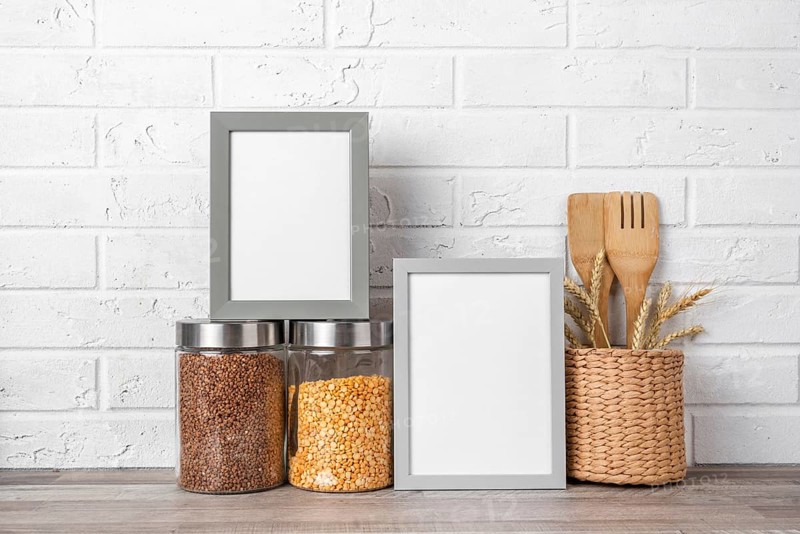 Blank frame kitchen counter