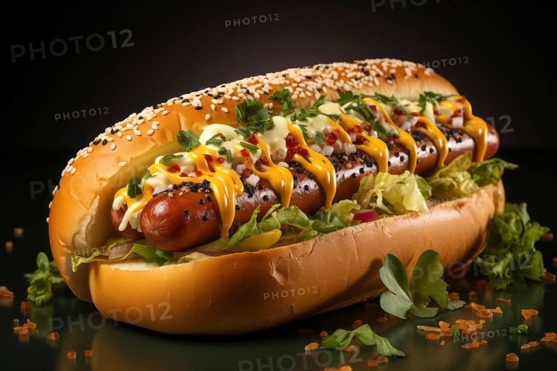 Appetisingly served hot dog with mayonnaise