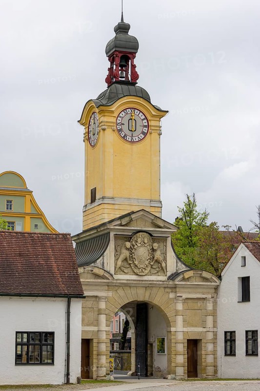 Baroque clock tower at the entrance to the Bavarian Army Museum
