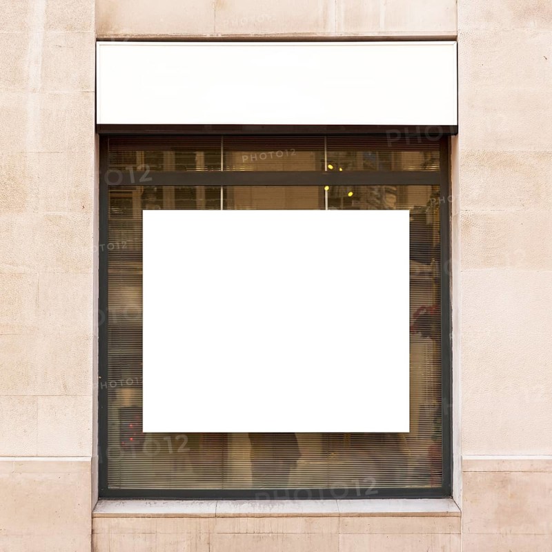 White billboard shop window