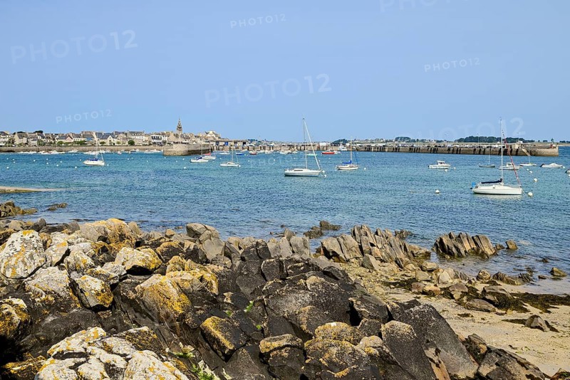 Rocky coast at the old port of Roscoff