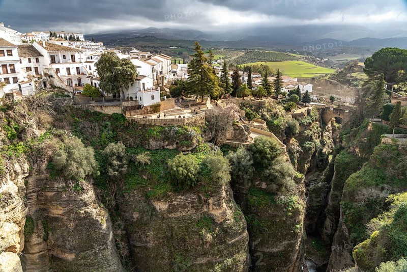 Tajo de Ronda gorge and the white houses of the old town La Ciudad